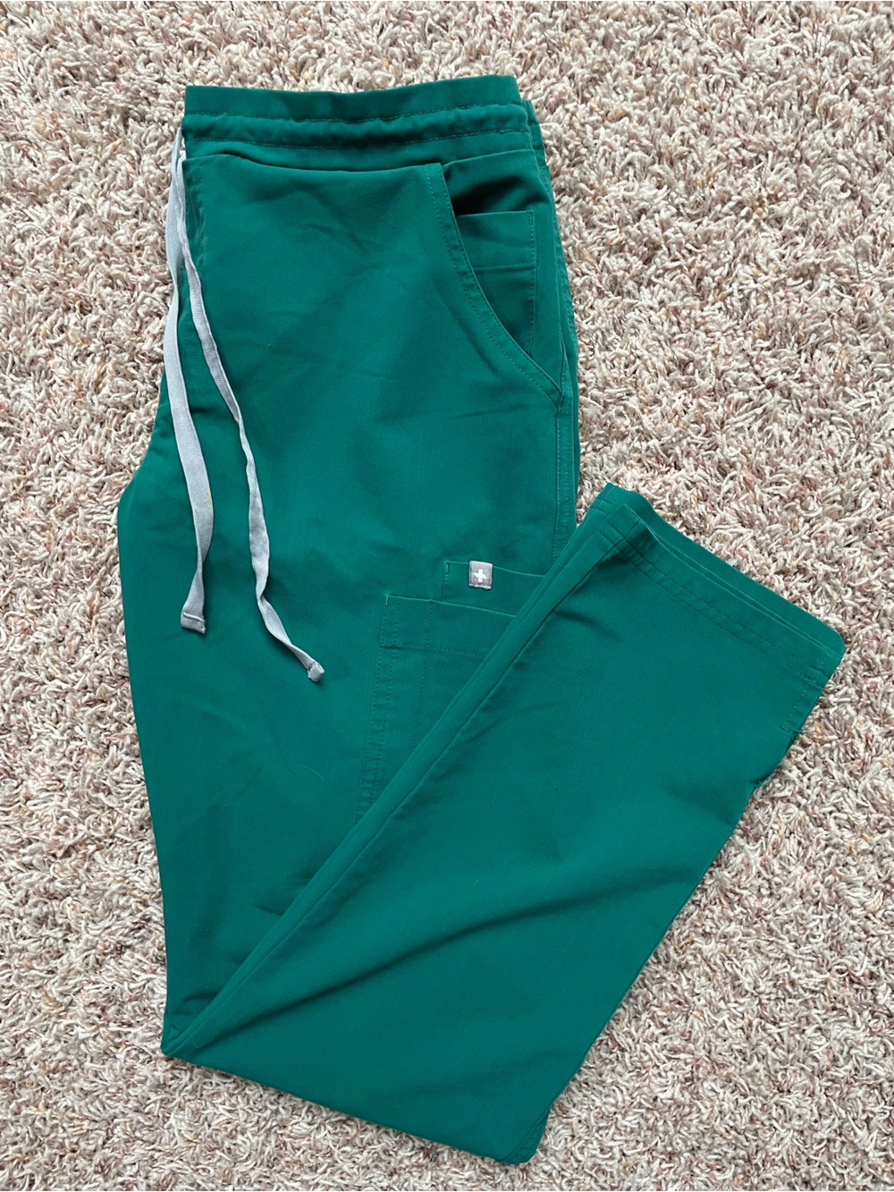 Figs Teal Drawstring Scrub Straight Pants Comfort Women Size S Pockets Like New